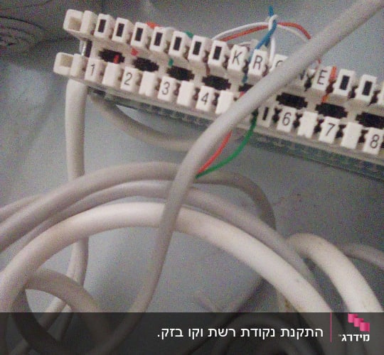 חיווט כבלי תקשורת ופס חיבורים בארון תקשורת